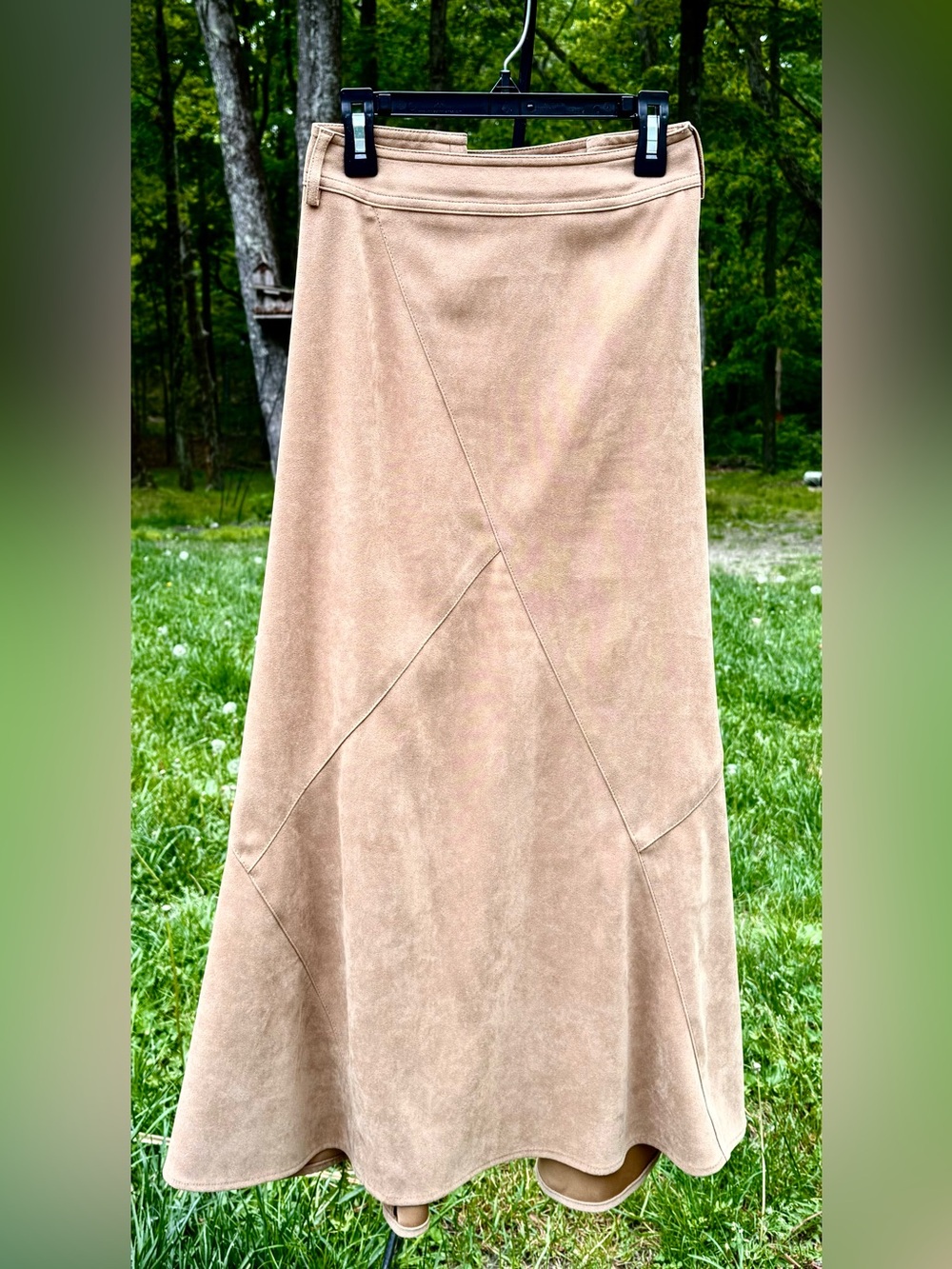 JM Collection Taupe Suede Maxi Skirt